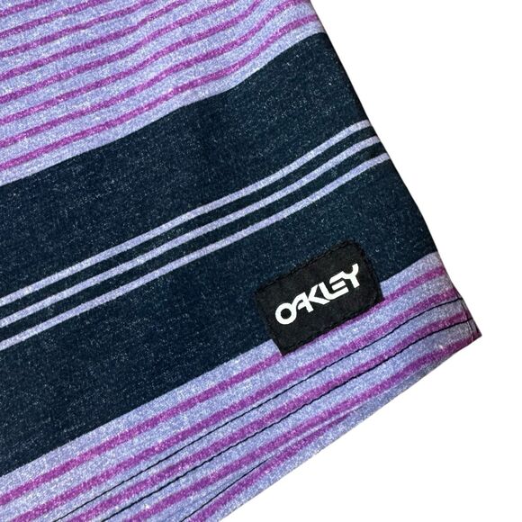 Oakley Hydrolix Boardshorts Swim Trunks Size L Stripe Purple Navy Marlin RC 20” - Picture 5 of 9